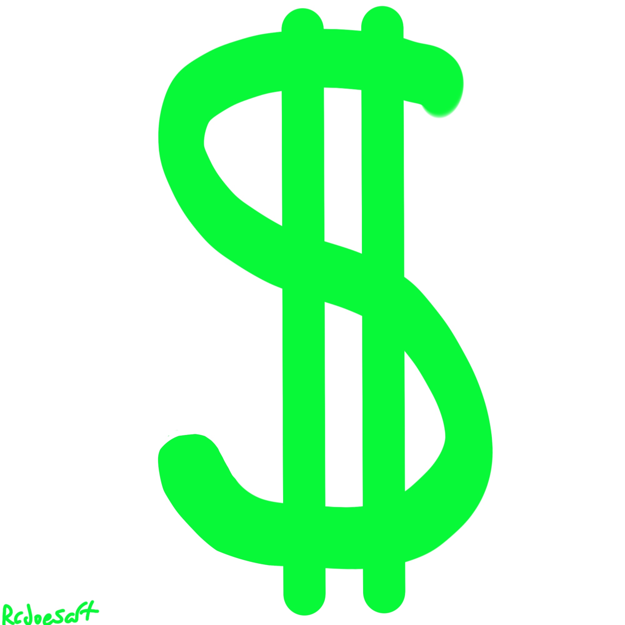 neon green dollar sign on white background